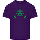 Weed Pulse Heart Cannabis Drugs ECG Mens Cotton T-Shirt Tee Top Purple