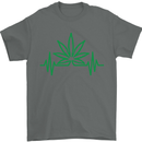 Weed Pulse Heart Cannabis Drugs ECG Mens T-Shirt Cotton Gildan Charcoal