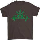 Weed Pulse Heart Cannabis Drugs ECG Mens T-Shirt Cotton Gildan Dark Chocolate
