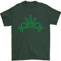 Weed Pulse Heart Cannabis Drugs ECG Mens T-Shirt Cotton Gildan Forest Green
