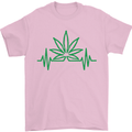 Weed Pulse Heart Cannabis Drugs ECG Mens T-Shirt Cotton Gildan Light Pink