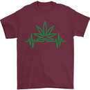 Weed Pulse Heart Cannabis Drugs ECG Mens T-Shirt Cotton Gildan Maroon