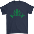 Weed Pulse Heart Cannabis Drugs ECG Mens T-Shirt Cotton Gildan Navy Blue