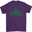 Weed Pulse Heart Cannabis Drugs ECG Mens T-Shirt Cotton Gildan Purple