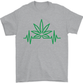 Weed Pulse Heart Cannabis Drugs ECG Mens T-Shirt Cotton Gildan Sports Grey