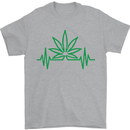 Weed Pulse Heart Cannabis Drugs ECG Mens T-Shirt Cotton Gildan Sports Grey