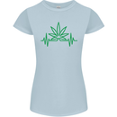 Weed Pulse Heart Cannabis Drugs ECG Womens Petite Cut T-Shirt Light Blue