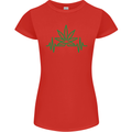 Weed Pulse Heart Cannabis Drugs ECG Womens Petite Cut T-Shirt Red