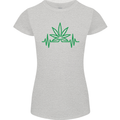 Weed Pulse Heart Cannabis Drugs ECG Womens Petite Cut T-Shirt Sports Grey