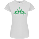 Weed Pulse Heart Cannabis Drugs ECG Womens Petite Cut T-Shirt White