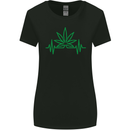 Weed Pulse Heart Cannabis Drugs ECG Womens Wider Cut T-Shirt Black