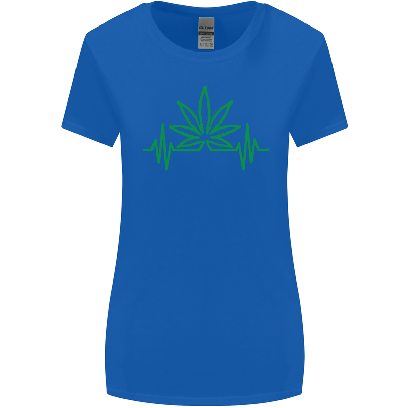 Weed Pulse Heart Cannabis Drugs ECG Womens Wider Cut T-Shirt Royal Blue