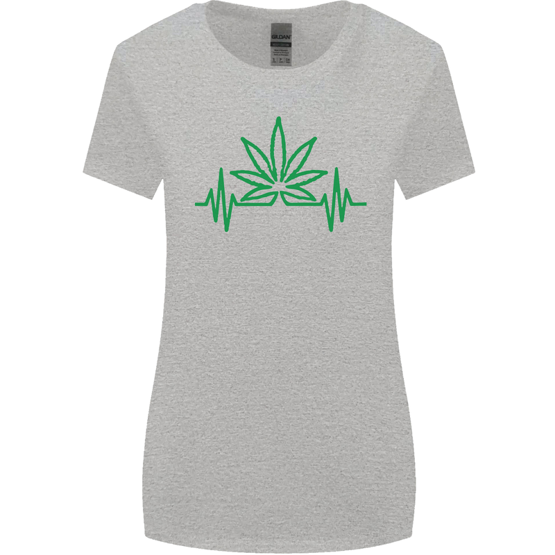 Weed Pulse Heart Cannabis Drugs ECG Womens Wider Cut T-Shirt Sports Grey