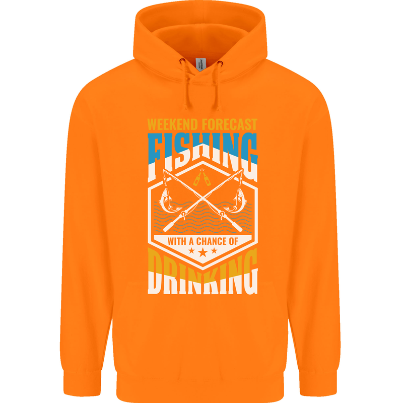 Weekend Fishing Funny Alcohol Beer Childrens Kids Hoodie Orange