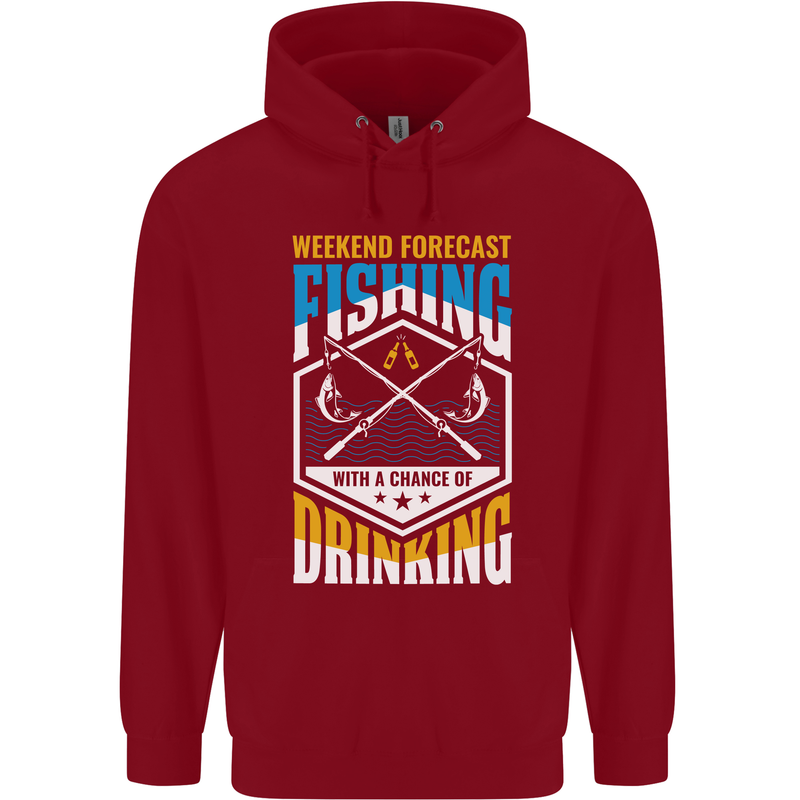 Weekend Fishing Funny Alcohol Beer Childrens Kids Hoodie Red