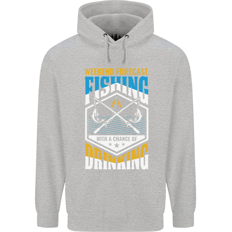 Weekend Fishing Funny Alcohol Beer Childrens Kids Hoodie Sports Grey