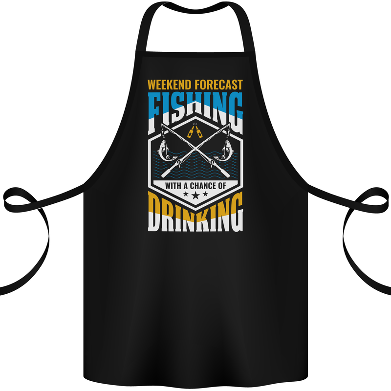 Weekend Fishing Funny Alcohol Beer Cotton Apron 100% Organic Black