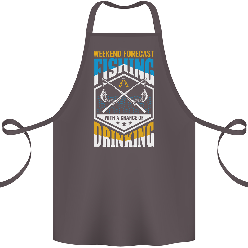 Weekend Fishing Funny Alcohol Beer Cotton Apron 100% Organic Dark Grey
