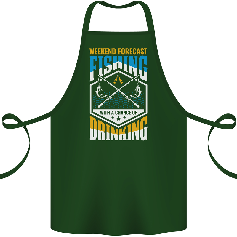 Weekend Fishing Funny Alcohol Beer Cotton Apron 100% Organic Forest Green