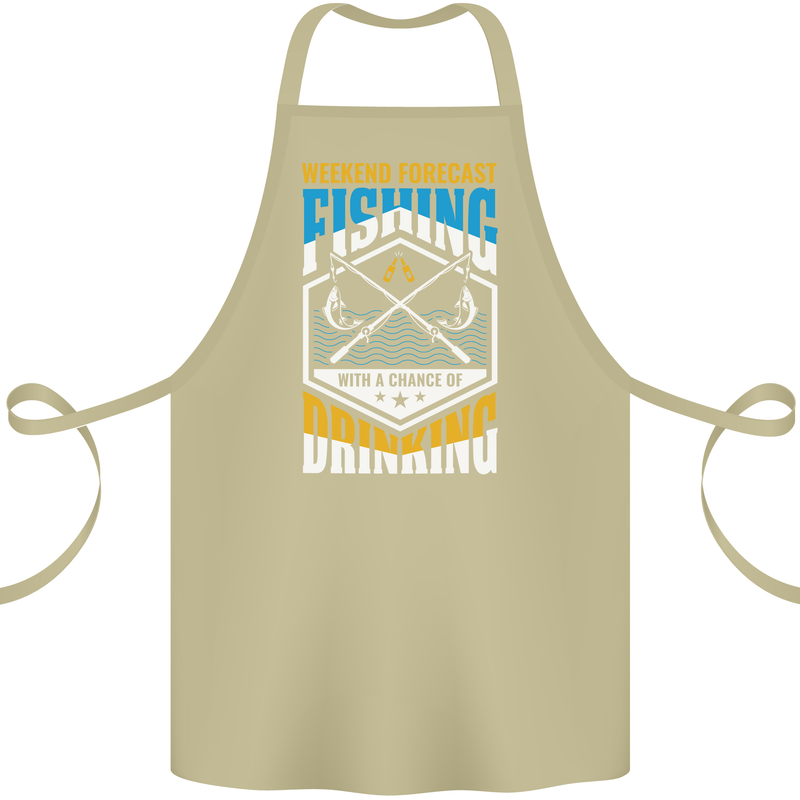 Weekend Fishing Funny Alcohol Beer Cotton Apron 100% Organic Khaki