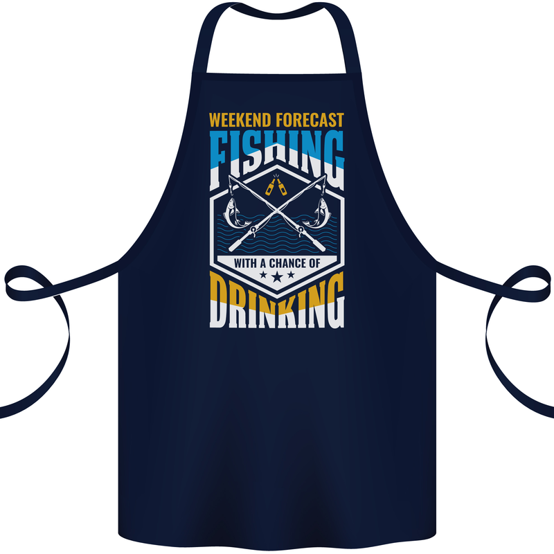 Weekend Fishing Funny Alcohol Beer Cotton Apron 100% Organic Navy Blue