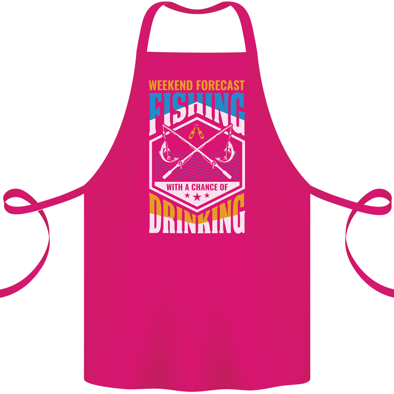 Weekend Fishing Funny Alcohol Beer Cotton Apron 100% Organic Pink