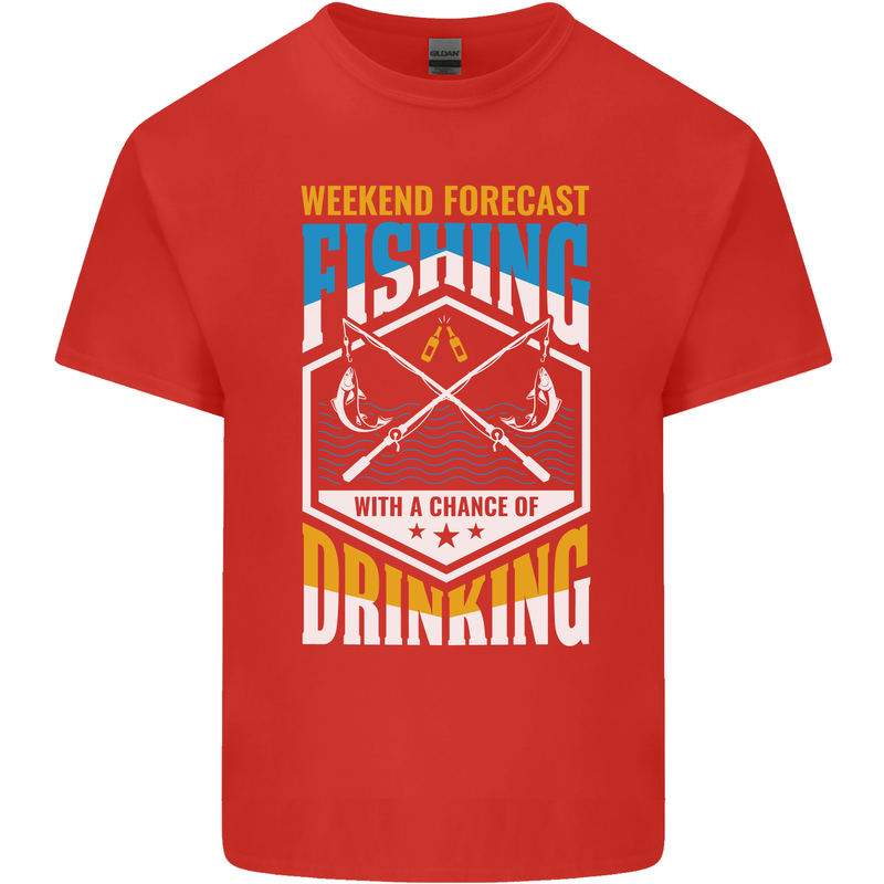 Weekend Fishing Funny Alcohol Beer Kids T-Shirt Childrens Red
