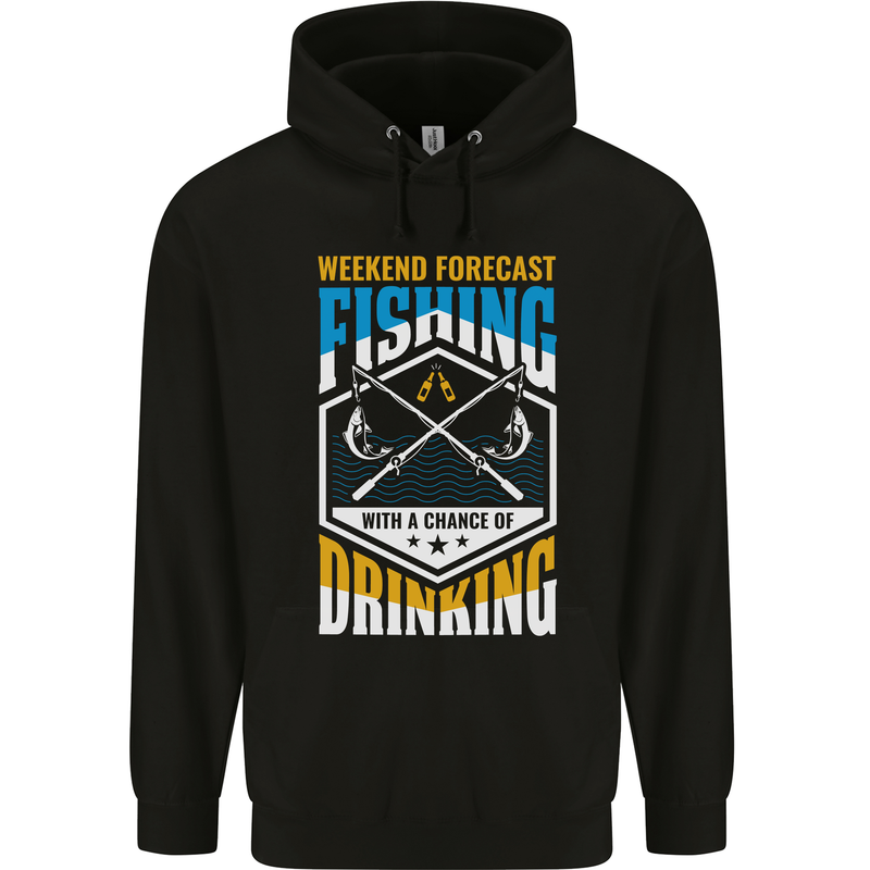 Weekend Fishing Funny Alcohol Beer Mens 80% Cotton Hoodie Black