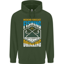 Weekend Fishing Funny Alcohol Beer Mens 80% Cotton Hoodie Forest Green