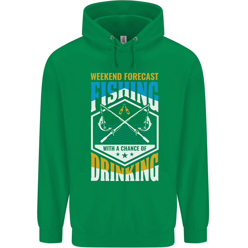 Weekend Fishing Funny Alcohol Beer Mens 80% Cotton Hoodie Irish Green