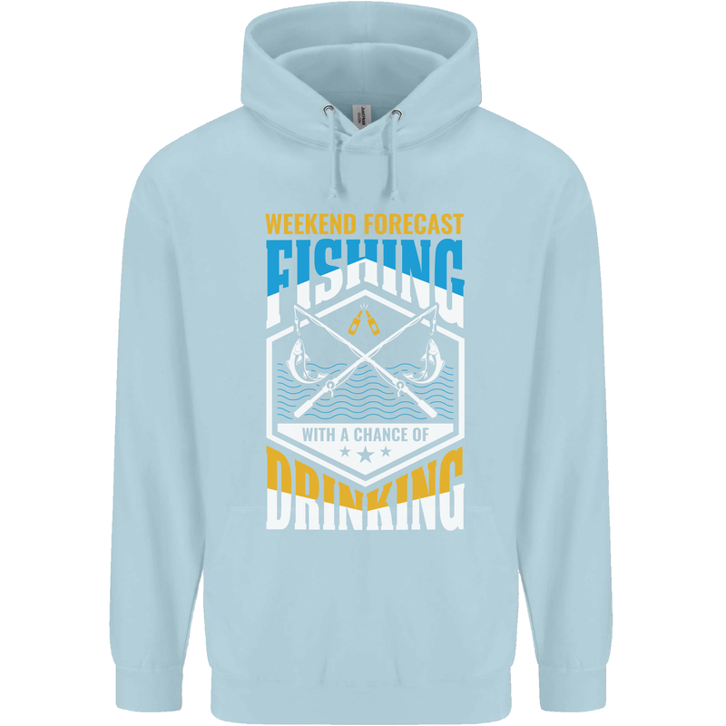 Weekend Fishing Funny Alcohol Beer Mens 80% Cotton Hoodie Light Blue