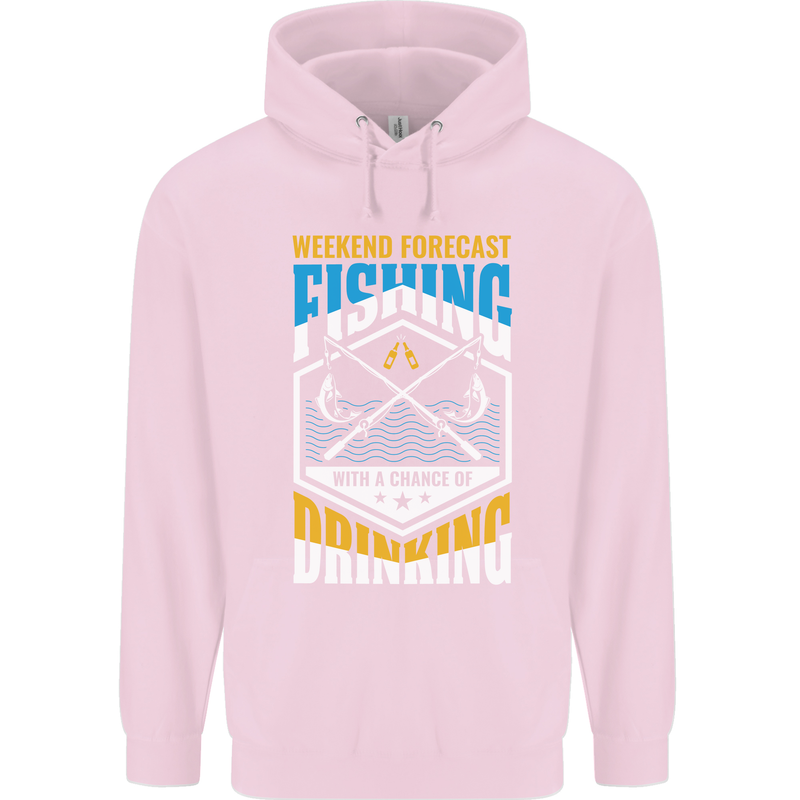 Weekend Fishing Funny Alcohol Beer Mens 80% Cotton Hoodie Light Pink