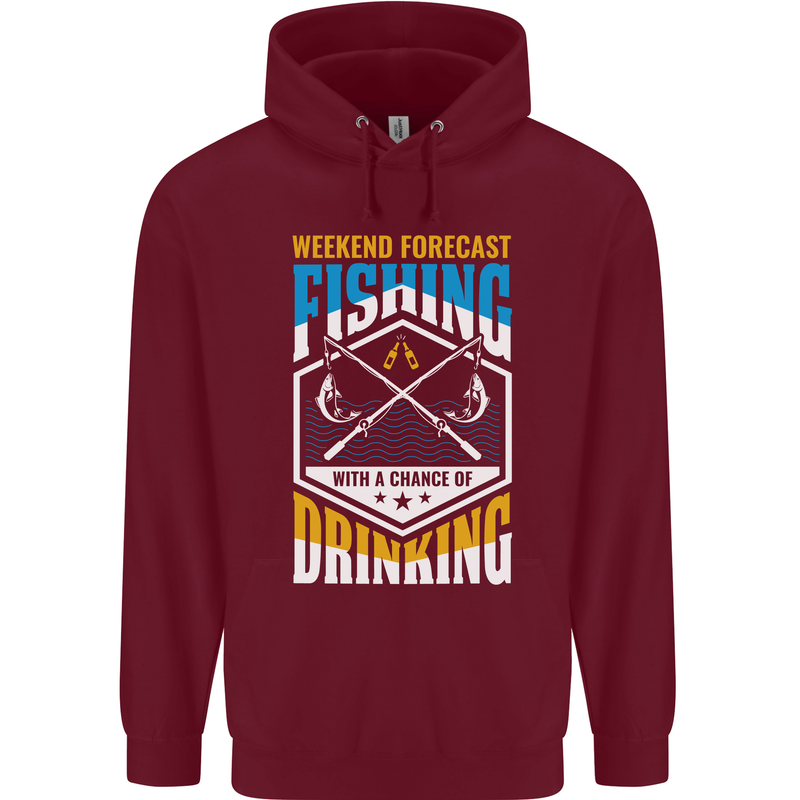 Weekend Fishing Funny Alcohol Beer Mens 80% Cotton Hoodie Maroon