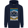 Weekend Fishing Funny Alcohol Beer Mens 80% Cotton Hoodie Navy Blue