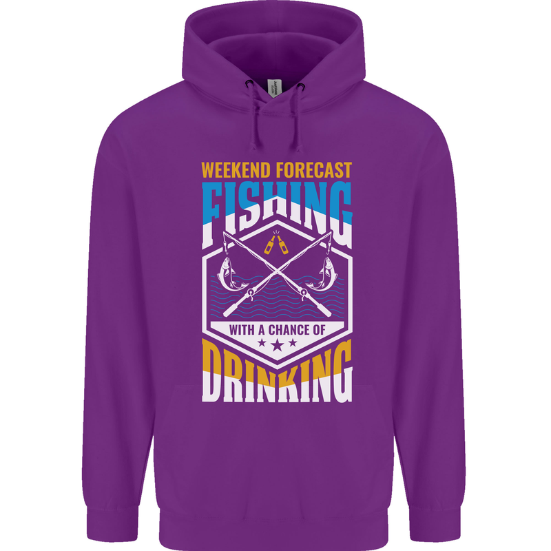 Weekend Fishing Funny Alcohol Beer Mens 80% Cotton Hoodie Purple