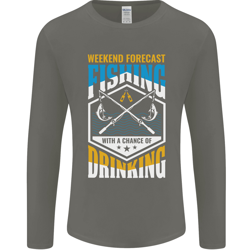 Weekend Fishing Funny Alcohol Beer Mens Long Sleeve T-Shirt Charcoal