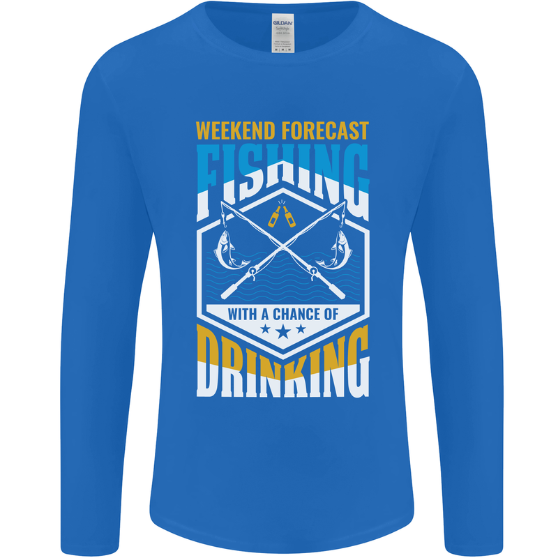 Weekend Fishing Funny Alcohol Beer Mens Long Sleeve T-Shirt Royal Blue