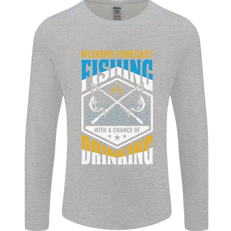 Weekend Fishing Funny Alcohol Beer Mens Long Sleeve T-Shirt Sports Grey