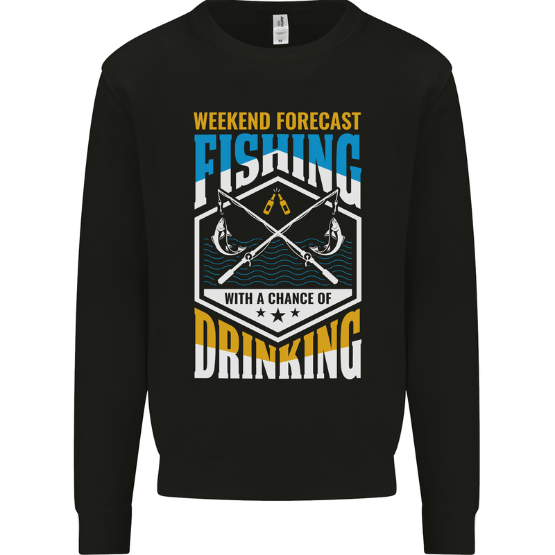 Weekend Fishing Funny Alcohol Beer Mens Sweatshirt Jumper Black