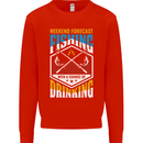 Weekend Fishing Funny Alcohol Beer Mens Sweatshirt Jumper Bright Red