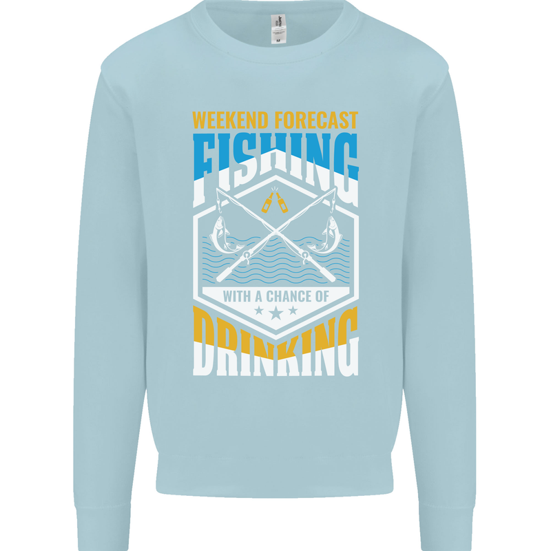 Weekend Fishing Funny Alcohol Beer Mens Sweatshirt Jumper Light Blue