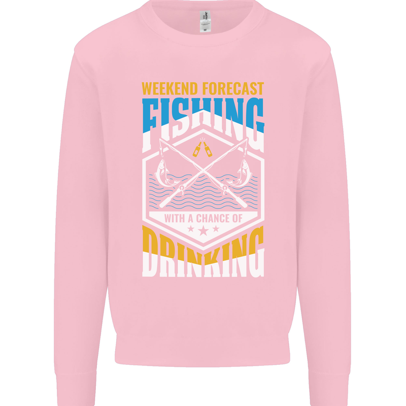 Weekend Fishing Funny Alcohol Beer Mens Sweatshirt Jumper Light Pink