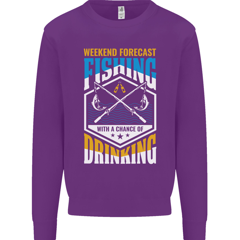 Weekend Fishing Funny Alcohol Beer Mens Sweatshirt Jumper Purple