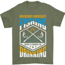 Weekend Fishing Funny Alcohol Beer Mens T-Shirt Cotton Gildan Military Green