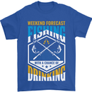 Weekend Fishing Funny Alcohol Beer Mens T-Shirt Cotton Gildan Royal Blue