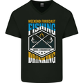 Weekend Fishing Funny Alcohol Beer Mens V-Neck Cotton T-Shirt Black
