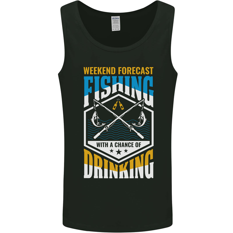Weekend Fishing Funny Alcohol Beer Mens Vest Tank Top Black