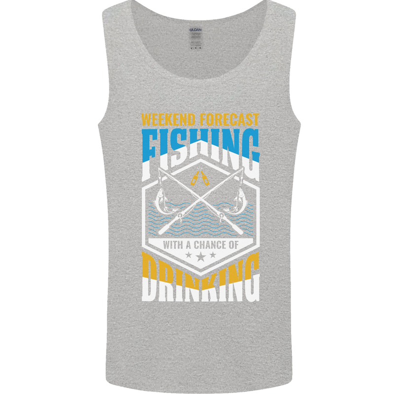 Weekend Fishing Funny Alcohol Beer Mens Vest Tank Top Sports Grey