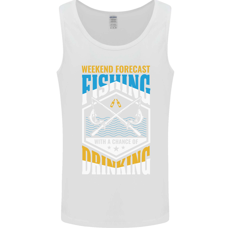 Weekend Fishing Funny Alcohol Beer Mens Vest Tank Top White