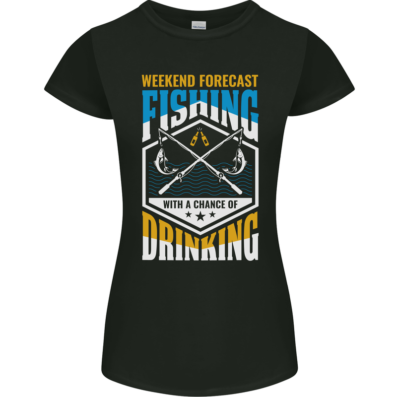 Weekend Fishing Funny Alcohol Beer Womens Petite Cut T-Shirt Black